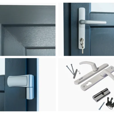 Antraciete Kunststof Deur met Kozijn - 1/2 Glas