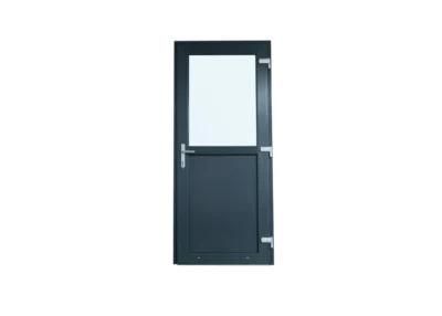 Antraciete Kunststof Deur met Kozijn - 1/2 Glas