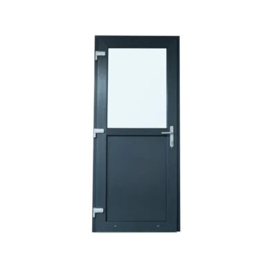 Antraciete Kunststof Deur met Kozijn - 1/2 Glas