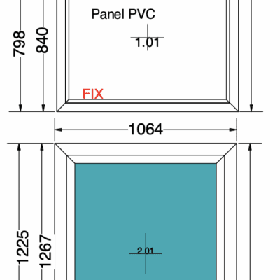 Vast raam met paneel | 1064mm breed x 2107mm hoog | Melkglas