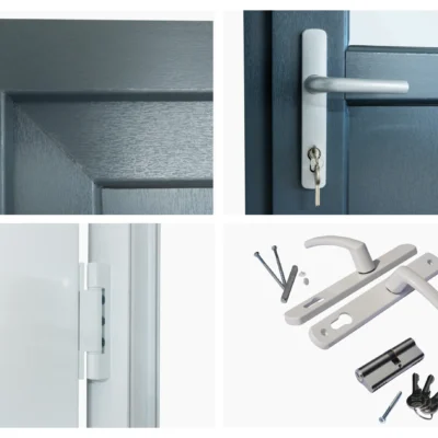 Antraciete Kunststof Deur met Kozijn - Penscharnieren - 1/3 Glas