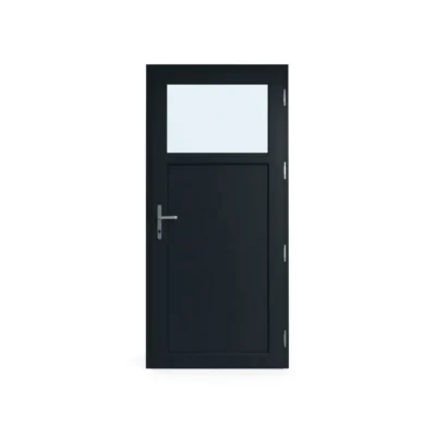 Antraciete Kunststof Deur met Kozijn - Penscharnieren - 1/3 Glas