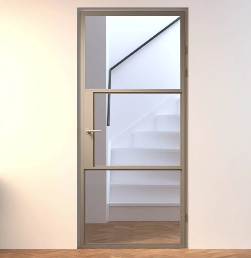 Aluminium-binnendeur-Maia-brons-met-blank-glas