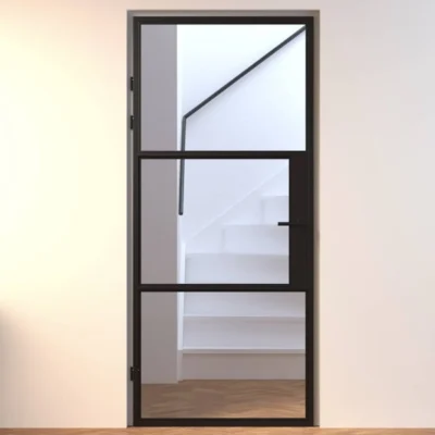 Mondana Aluminium Binnendeur zwart stomp en opdek helder glas type a