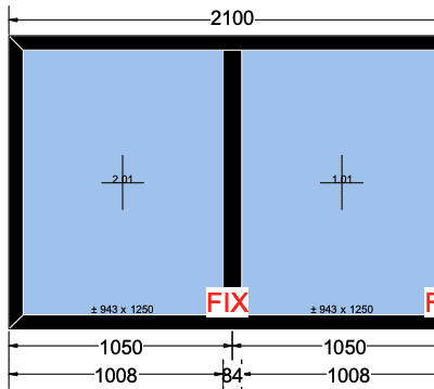 Zwart Kunststof Kozijn - Vast raam 2100x1380 (nieuw)
