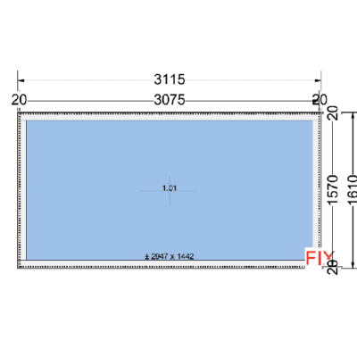 Vast raam | 120mm met aanslag | HVL met houtnerf | 311,5 x 161